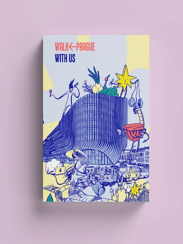 The book Walk Prague With Us with its illustrated cover